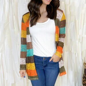 T2D Teens2urdoor Women's Lucy Lightweight Slub Stripe Cardigan - S/M